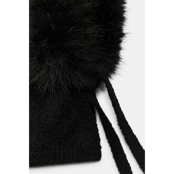 ZARA FAUX FUR KNIT HOOD - Picture 4 of 4